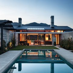 Best Inspirations : Home With Yellow Lighting Viewed From Swimming Pool In Modern Style - Karbonix