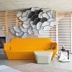 House Living Room Interior With Modern Sofas Vibrant Orange Color Modern Concrete - Karbonix