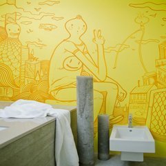 Illustrative Wall Art Mural With Chic White Washtafel Fascinating Design - Karbonix