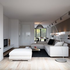 Indulgent Grey Apartment Floor Lamp Lit Living With Neutral - Karbonix