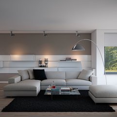 Best Inspirations : Indulgent Grey Apartment Neutral Couch Atop Black Area Rug With - Karbonix