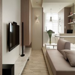 Interior Clean And Sleek Neutral Lounge Design On Small Studio - Karbonix
