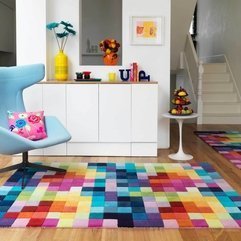 Interior Colorful Rugs Adorn Home Interior With Blue Wingback - Karbonix