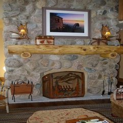 Best Inspirations : Interior Cute Stone Fireplace With Fancy Log Rack And Mesmerizing - Karbonix