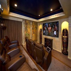 Interior Design Fantastic Home Theater With Cozy Brown Sofas And - Karbonix