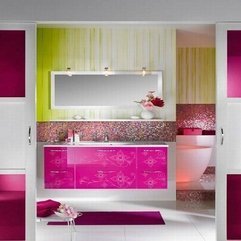 Best Inspirations : Interior Design Modern Bathroom With Pink Vanity Cabinet Bright - Karbonix