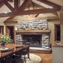 Best Inspirations : Interior Excellent Beauteous Stone Fireplace With Shelf And Oak - Karbonix