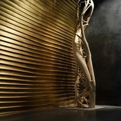 Best Inspirations : Interior Fantastic 3D Wall Panel With Golden Wall Decor Ideas - Karbonix