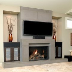 Interior Image Minimalist Grey Stone Fireplace Brown Vases Marble - Karbonix