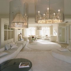 Interior Luxurious Chandelier Hanging On White Space Glamorous - Karbonix