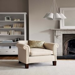 Interior Sleek Grey Fabric Upholstered Armchair At The Living - Karbonix