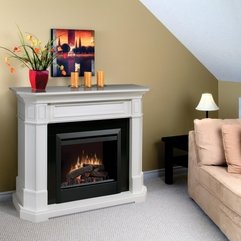 Interior Small White Electric Fireplace Near The Pink Sofa Set - Karbonix