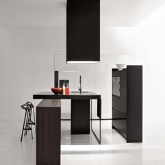 Italian Kitchen With All Black Simple Wooden Kitchen Furniture White Themed - Karbonix