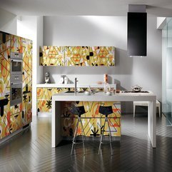 Best Inspirations : Italian Kitchen With Yellow Graphic Print Kitchen Cabinets By Scavolini White Style - Karbonix