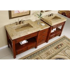 Kashmir Gold Granite Top Double Stone Sink Bathroom Vanity Silkroad Exclusive - Karbonix