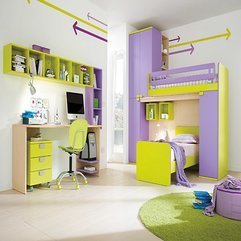 Kids Bedroom With Mac Desk Ideas Purple Green - Karbonix
