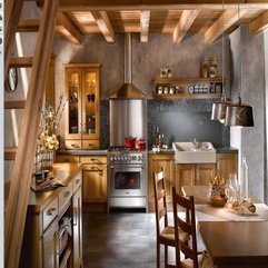 Kitchen Cabinet With Cement Wall Minimalist Wooden - Karbonix