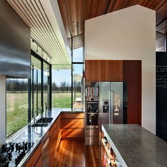 Kitchen Equipped With Wooden Shelf Silver Table In Modern Style - Karbonix