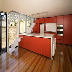Kitchen House Design With Red Color Modern Minimalist - Karbonix