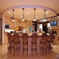 Best Inspirations : Kitchen Islwith Antique Bar Stools Chandeliers Looks Elegant - Karbonix