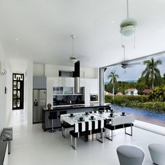 Best Inspirations : Kitchen Space Black White Theme Open Dining - Karbonix