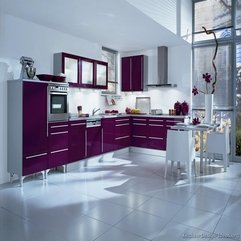 Kitchen White Tile Flooring Modern Purple - Karbonix