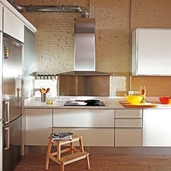 Best Inspirations : Kitchen With Exposed Bricks Pristine White - Karbonix