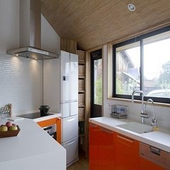 Kitchen With Orange Cabinet Stunning White - Karbonix