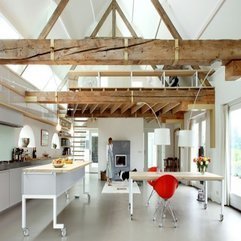 Kitchen With Wooden Ceiling White Theme - Karbonix