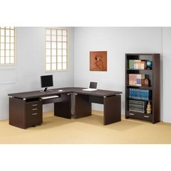 L Shaped Computer Desk With Oriental Touch In Modern Style - Karbonix