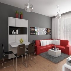 Best Inspirations : Liiving Dinner Room With Red Sofa Minimalist Grey - Karbonix