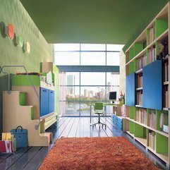 Lime Teens Bedroom Wirh Bookshelves In Green - Karbonix