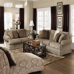 Living Room With Brown Drapery Decorate A - Karbonix