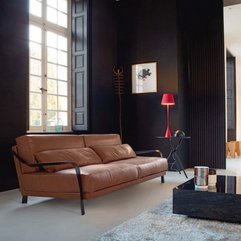 Living Room With Simple Brown Sofa Matched With Simple Coffee Table - Karbonix