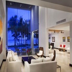 Living Rooms With Blue Glasses Window Beach View Looks Elegant - Karbonix