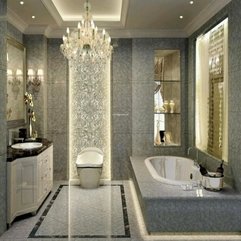 Luxury Bathrooms Design Crystal Chandelier Ceramic Tile Backsplash - Karbonix