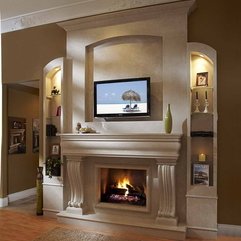 Mantel With Glass Shelves Decorate Fireplace - Karbonix