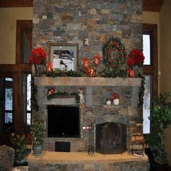 Mantel With Green Plants Decorate Fireplace - Karbonix