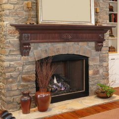 Mantel With Ornamental Leaves Decorate Fireplace - Karbonix