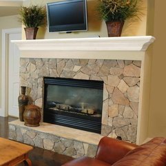 Mantel With Sofa Brown Decorate Fireplace - Karbonix