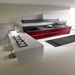 Best Inspirations : Maroon White And Black Color Tricks Accentuation Minimalist Kitchen - Karbonix
