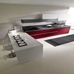 Maroon White And Black Color Tricks Accentuation Minimalist Kitchen - Karbonix