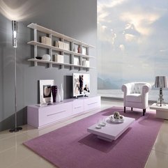 Minimalist Living Room Design Interior With Pink Color Carpet - Karbonix