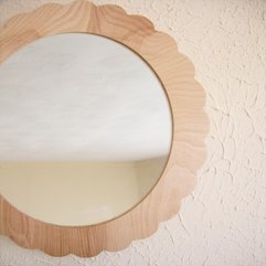 Mirror With Various Woodgranatural Wood Texture Character Scallop Accent - Karbonix