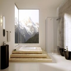 Modern Bathroom Design With Large Windows With Charm Inspiration - Karbonix
