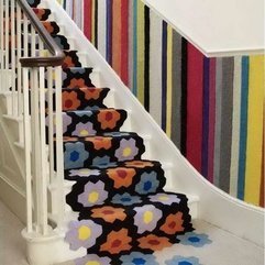 Modern Carpet Design For Stairs With Flower Motifs Colorful - Karbonix