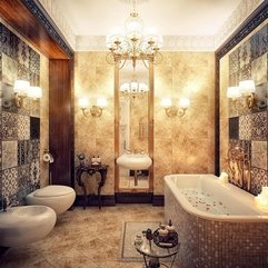 Modern Luxury Bathroom Design With Chandelier And Bathtub With - Karbonix