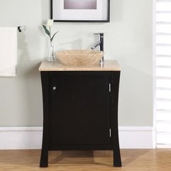 Modern Travertine Stone 26 Inch Single Sink Cabinet Bathroom Vanity Silkroad Exclusive - Karbonix