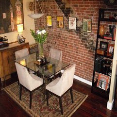 Natural Dining Room Design With Brick Wall - Karbonix