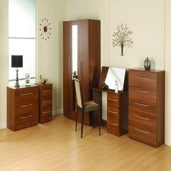 Needle Shaped Clock Chicbrown Wooden Wardrobe With Vintage Chair Looks Cool - Karbonix